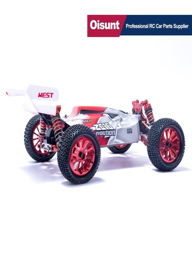 Oisunt 12mm Hex RC Metal Aluminium Wheels&Tires, 3 inch Overall Diameter, 1/10 1/14 1/16th RC Tire Set for Hyper Go/Wltoys/HAIBOXING/BEZGAR/Jetwood(Red) - Image 5